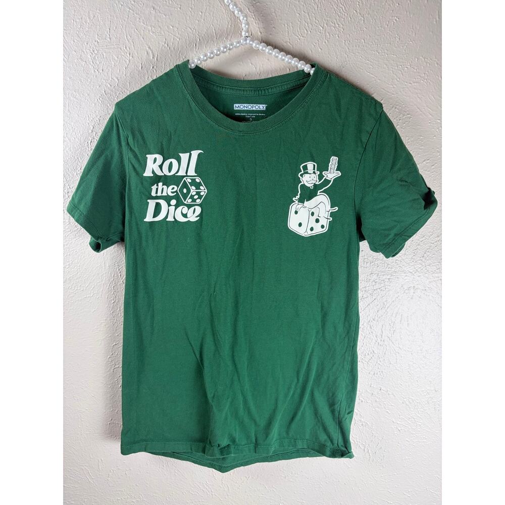 Monopoly T-Shirt Size Small Green Gaming Casual Board Game Novelty Unisex Top